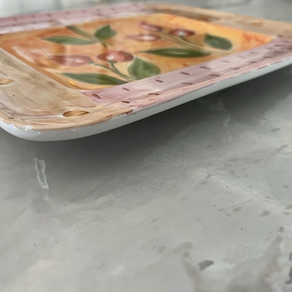 Vintage Made in Italy Hand Painted Ceramic Platter 12"x9.75" Ancora - Picture 3 of 7